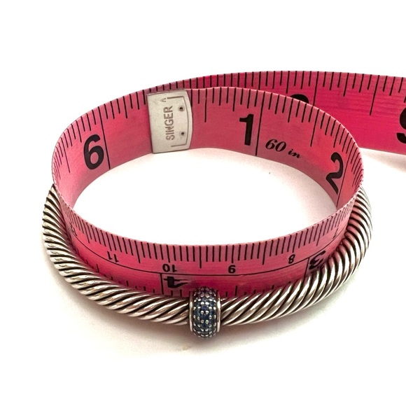 David Yurman RARE Blue Sapphire station set retired cuff cable bracelets - Picture 7 of 10